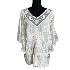 Kinder Embroidered Peasant White Blouse Size Small